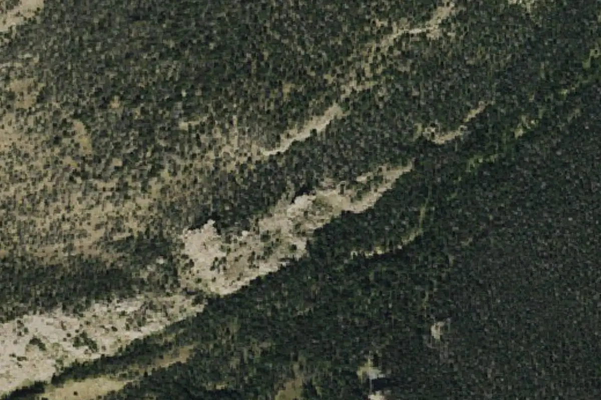 Foto aérea de la zona de Whiskey Creek